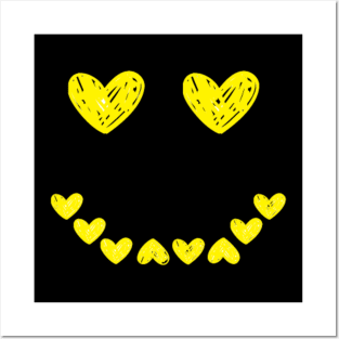 Smiling face heart yellow Posters and Art